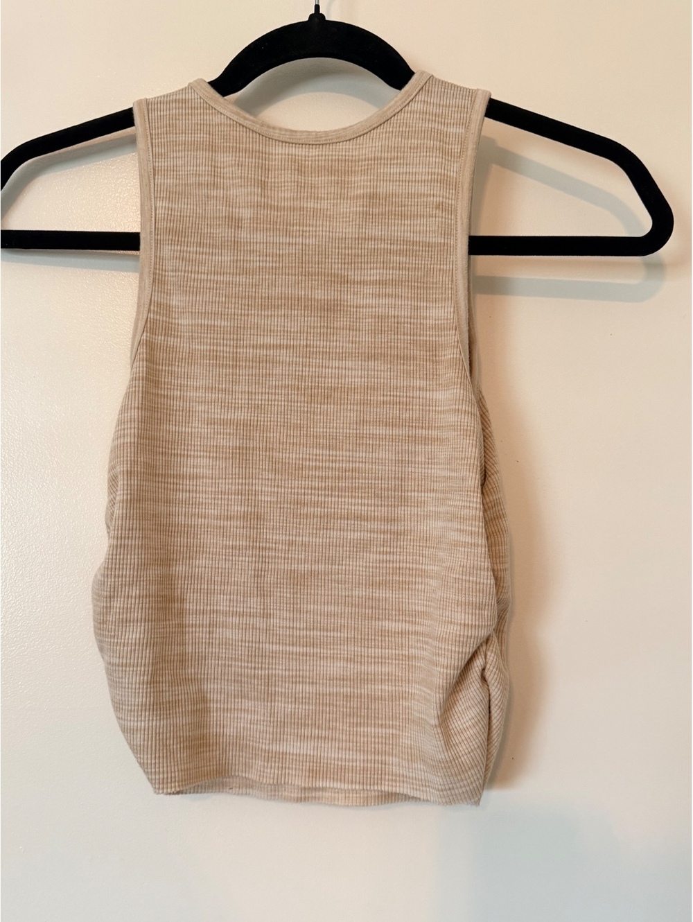 Aerie Beige Ruched Ribbed Tank Top Sleeveless Neutral Size S